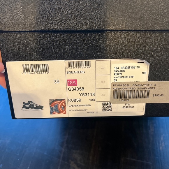 Chanel authentic tweed sneakers navy red grey - Picture 12 of 12